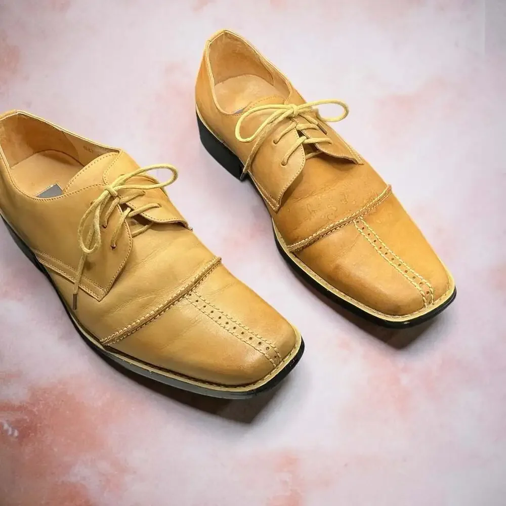 J. Bosco Tan Leather Dress Shoes Oxford Size 8.5E